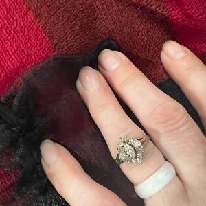 Women's silver 935  ballerina Silver Ring with Clear Gemstones